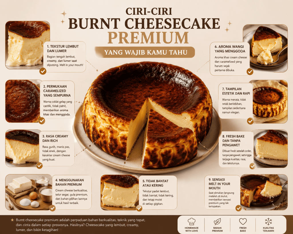 Ciri-ciri Burnt Cheesecake premium