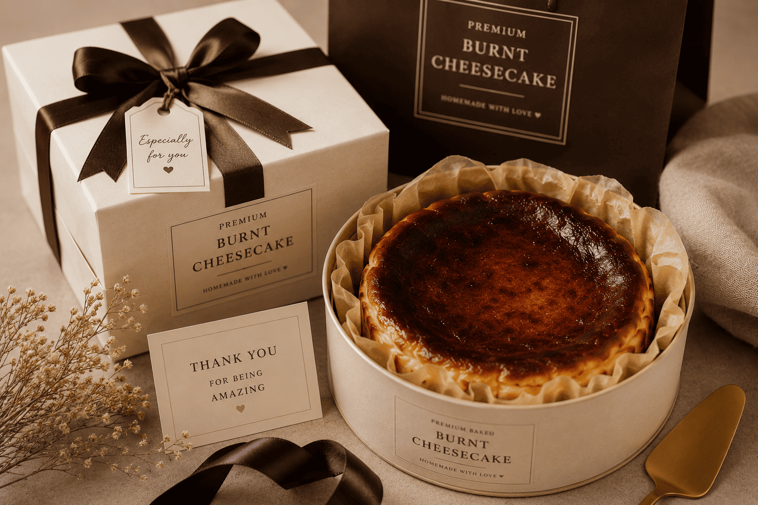 Kado Hampers Burnt Cheesecake estetik